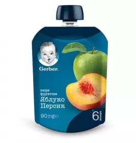 Пюре Gerber Яблоко и персик 90 г (пауч)