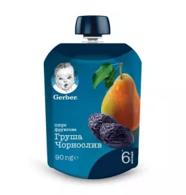 Пюре Gerber Груша и чернослив 90 г (пауч)