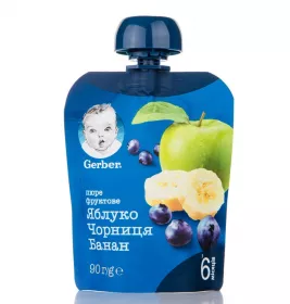 Пюре Gerber Яблоко Черника Банан 90г (пауч)