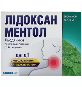 Лидоксан ментол леденцы 5 мг/1 мг 24 шт. (12х2)