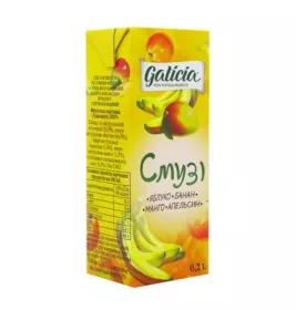 Сок Galicia Смузи Яблоко-банан-манго-апельсин с мякотью ТП 0,2л