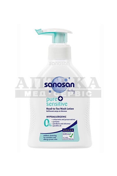 *Средство Sanosan pure&sensitive Детское гипоаллергенное для купания 