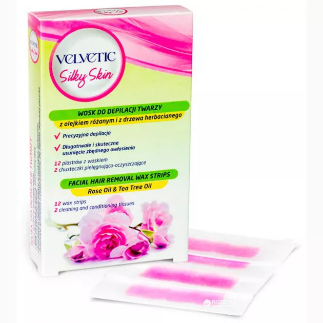 *Восковые полоски VELVETIC SILKY SKIN для депиляции лица Роза №12