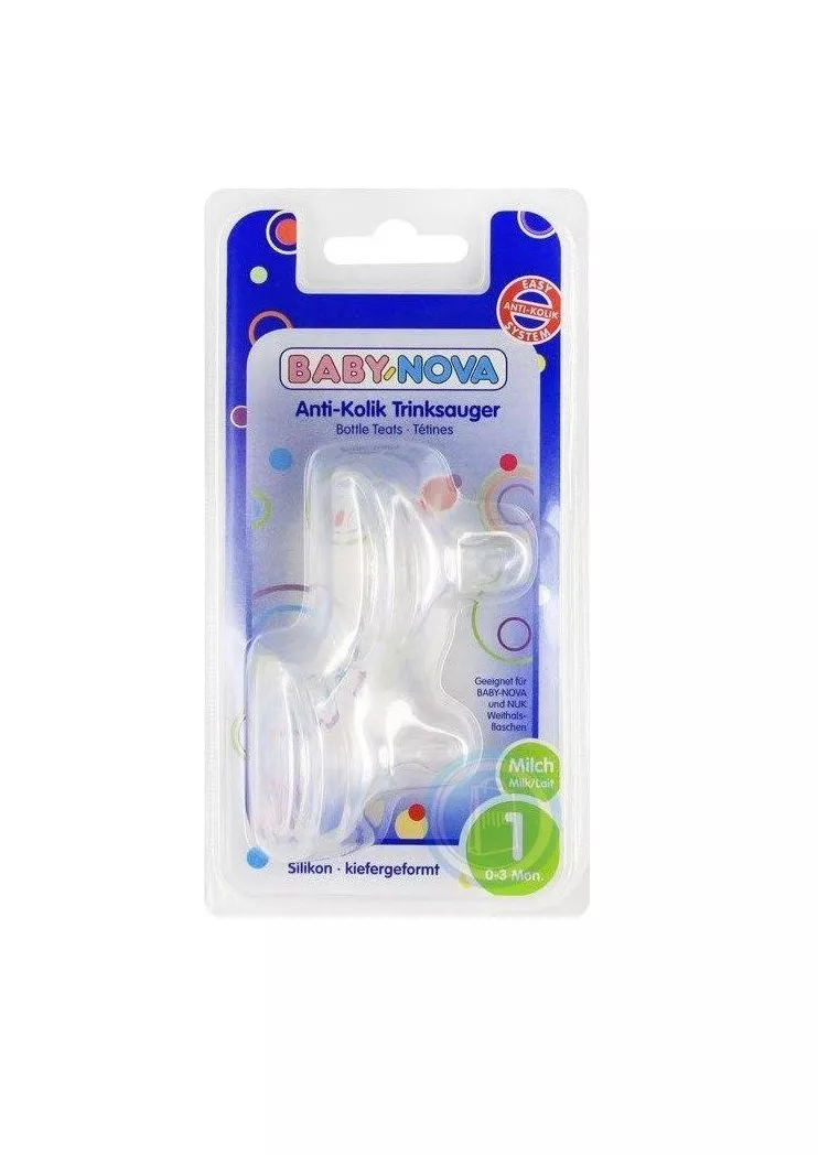 *Соска Baby-nova 12220 силиконовая с широким горлом д/молока р.1