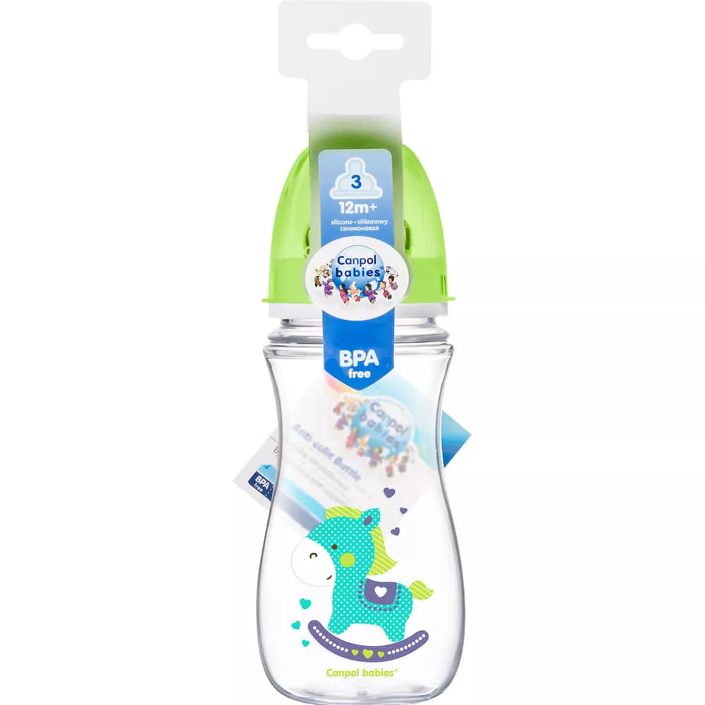 *Бутылочка Canpol с широким отверстием антиколиковая Easystart - Цветные зверята 35/204 300 мл