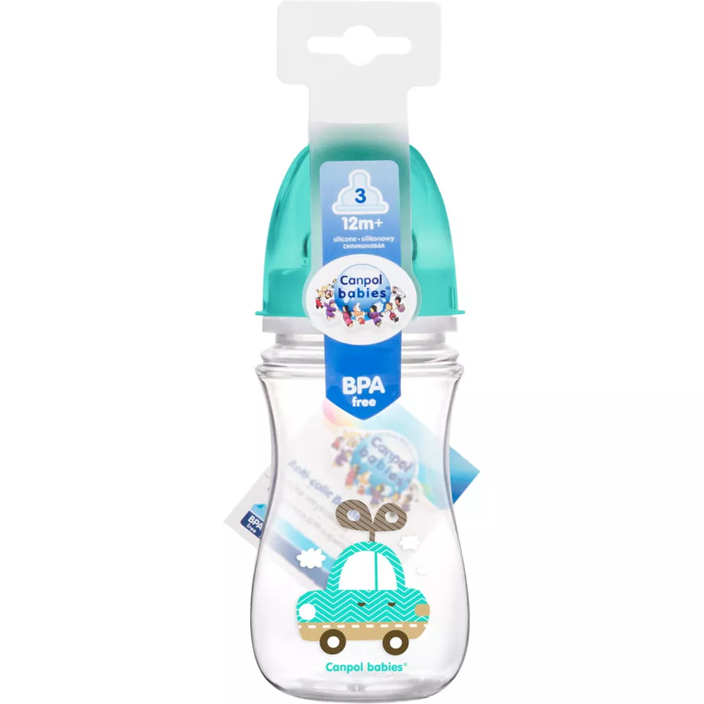 *Бутылочка Canpol с широким отверстием антиколиковая Easystart - Цветные зверята 35/206 240 мл