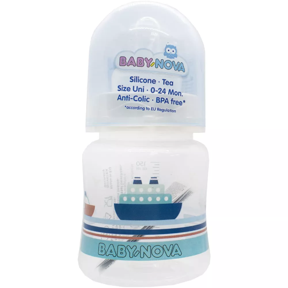 *Бутылочка Baby-nova 3960171 пласт.ПП шир.горл.Декор 150мл