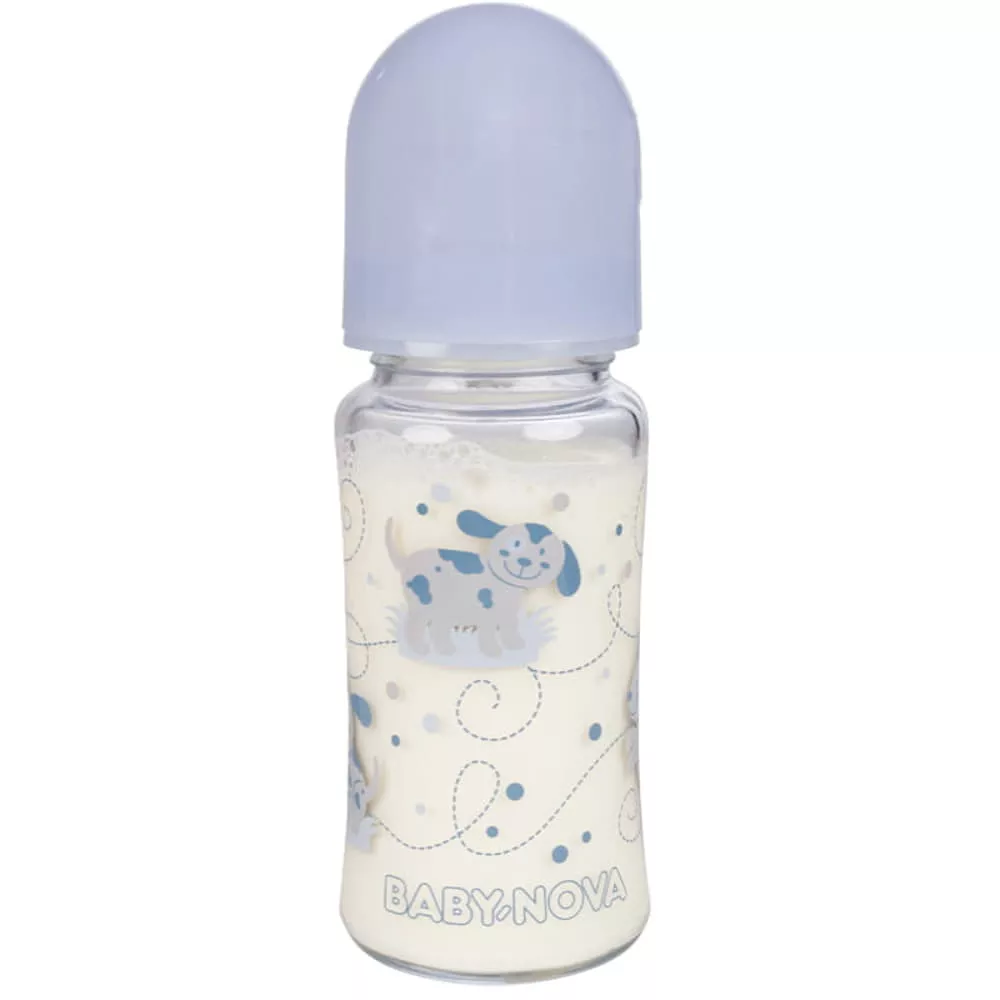 *Бутылочка Baby-nova 3960186 стекл.шир.горл.Декор 230мл