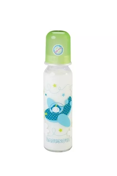 *Бутылочка Baby-nova 43705 Декор стеклянная 250 мл