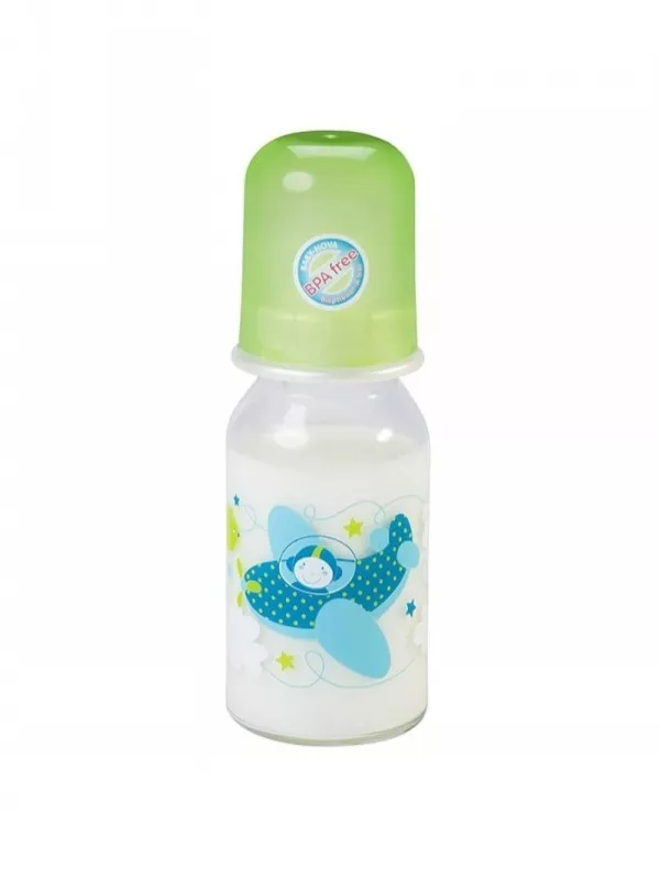 *Бутылочка Baby-nova 44605 Декор стеклянная 125 мл