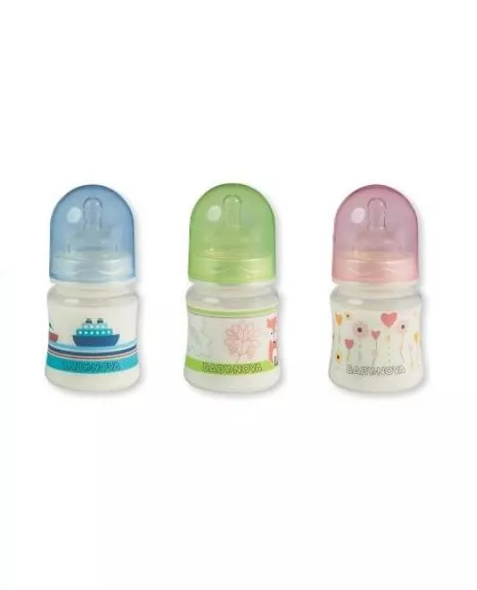 *Бутылочка Baby-nova 45001 пласт. широкое горлышко Декор 150мл