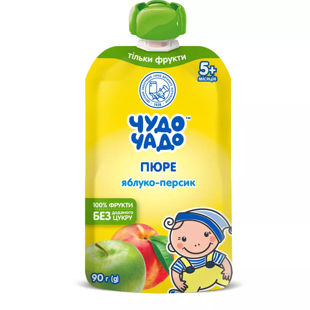 Пюре Чудо-чадо яблоко-персик с 5-ти мес.90г (пауч)