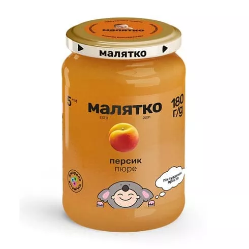 Пюре Малятко персик стекло 180 г