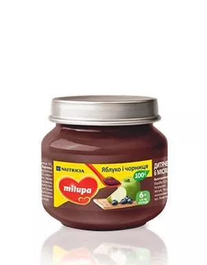 *Пюре Milupa фруктовое Яблоко и Черника от 6 мес. 100г