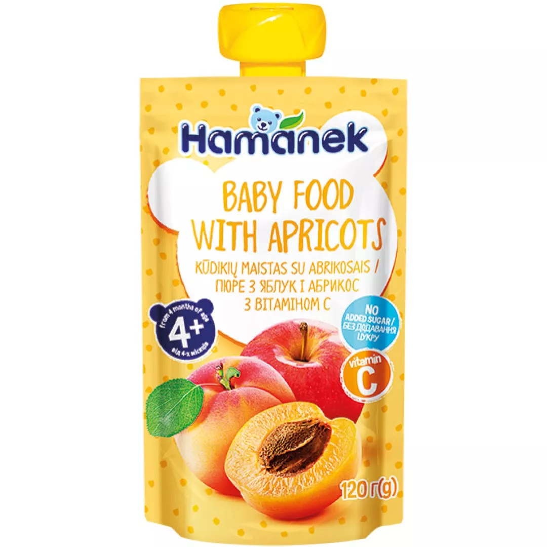 Пюре Hamanek яблоко с абрикосом 120 г (пауч)