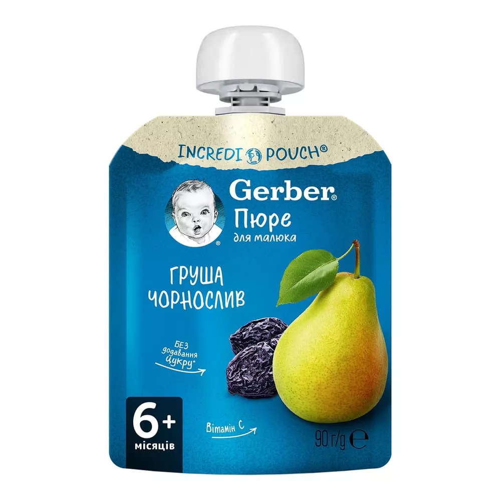 Пюре Gerber Груша и чернослив 90 г (пауч)
