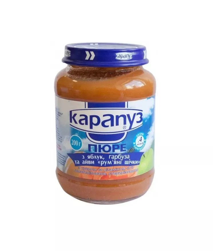 *Пюре Карапуз из яблок/тыквы и айвы Румяные щечки 200 г
