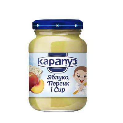 *Пюре Карапуз яблоко-персик-творог 200г