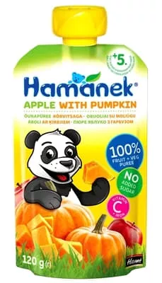 *Пюре Hamanek яблоко с тыквой 120 г (пауч)