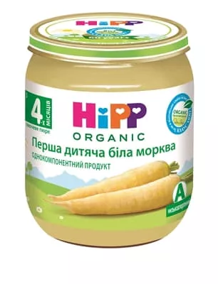 *Пюре HiPP Овощное Первая детская белая морковка з 4 мес. 125г