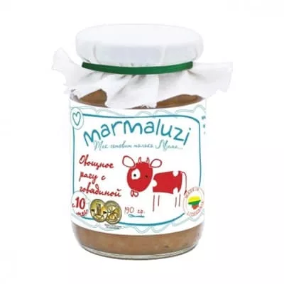 *Пюре Marmaluzi рагу из говядины стекло 190 г