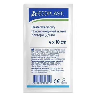 *Лейкопластырь ECOPLAST мед. тканый бактерицидный 4см*10см