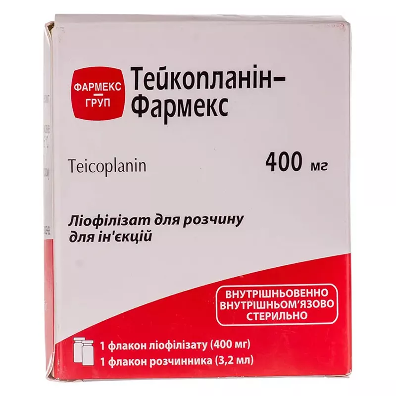 Тейкопланин-Фармекс порошок по 400 мг во флаконе 1 шт.