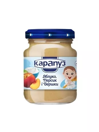 *Пюре Карапуз яблоко-персик со сливками 125г
