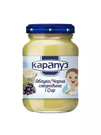 *Пюре Карапуз яблоко-черная смородина с творогом 125г