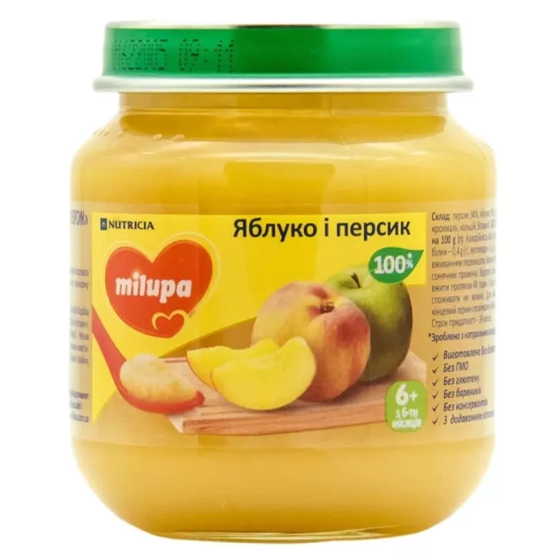 *Пюре Milupa фруктовое Яблоко и Персик 125г