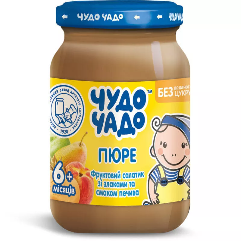 *Пюре Чудо-чадо Фруктовый салатик с печеньем и  злаками 170г