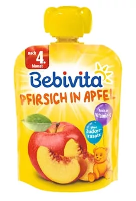 *Пюре Bebivita 19053 Персик-яблоко 90г пауч