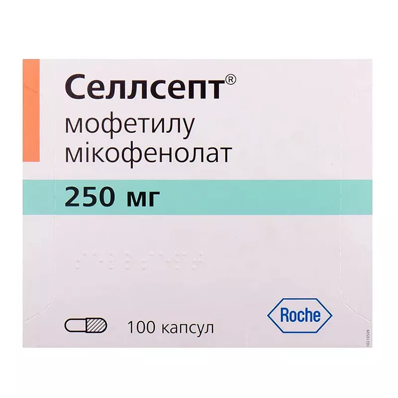 Селлсепт капсулы по 250 мг 100 шт. (10х10)