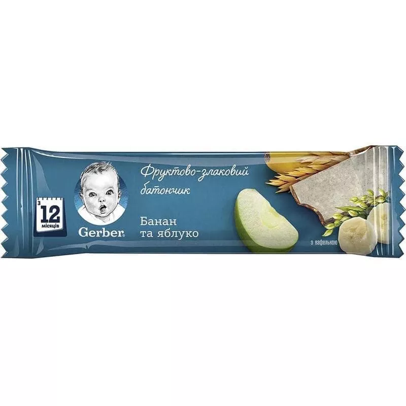 *Батончик Gerber фруктово-злаковый банан, яблоко 25г