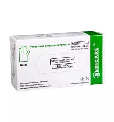 *Перчатки Medicare нитрил н/ст.без пудры р.S синие пара