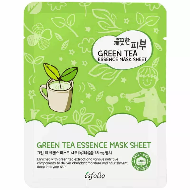 *Маска Esfolio Esfolio Pure Skin тканевая для лица с зеленым чаем 25мл