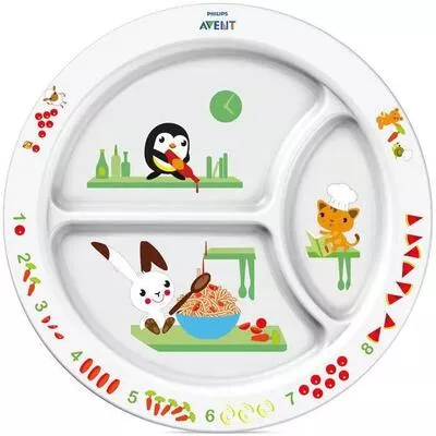 *Тарелка AVENT 6919 порционная с развивающими рисунками от 12 м