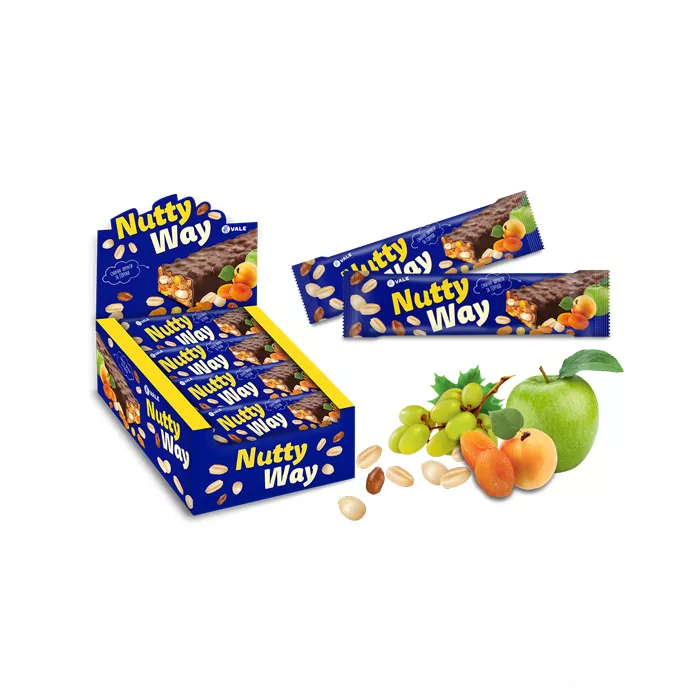 *Батончик-мюсли Nutty Way вит.орех. 40г с фрук.глаз.