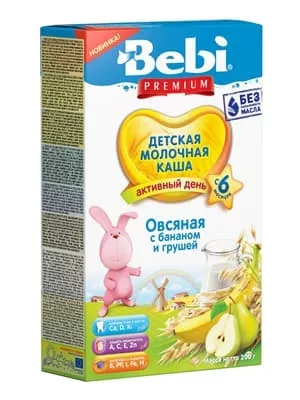 *Каша Bebi Премиум молочная овсяная с бананом и грушей 200г
