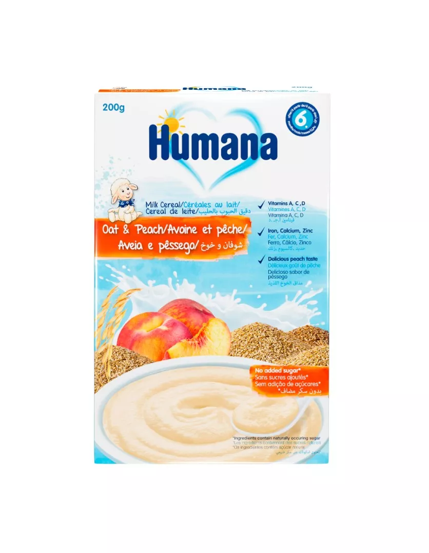 *Каша Humana молочная Овсяная с персиком 200г