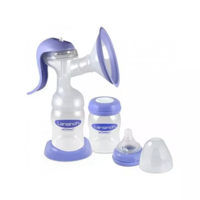 *Молокоотсос Lansinoh ручной (накладка Comfort Fit™, 1 бут. 160 мл, зап. части, соска Natural Wave)