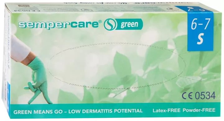 *Перчатки Sempercare мед.нитрил.нестерил.б/пудр.р.6-7 Green зелен.(100 пар)