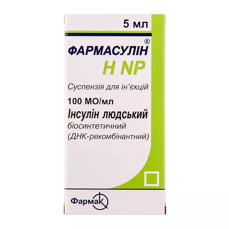 Фармасулин H NP суспензия для инъекций 100 МЕ/мл по 5 мл во флаконе 1 шт.