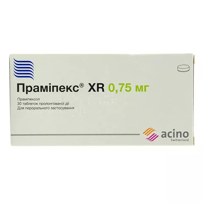 Прамипекс XR таблетки по 0.75 мг 30 шт. (10х3)