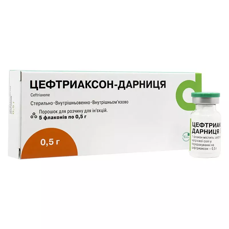 Цефтриаксон-Дарница порошок по 0.5 г во флаконе 5 шт.