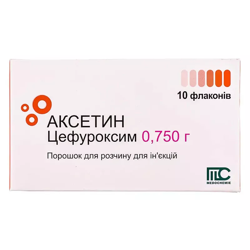 Аксетин порошок по 0.75 г во флаконе 10 шт.