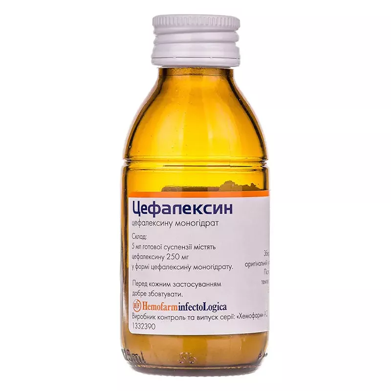 Цефалексин гранулы 250 мг/5 мл по 100 мл (40 г) во флаконе 1 шт.