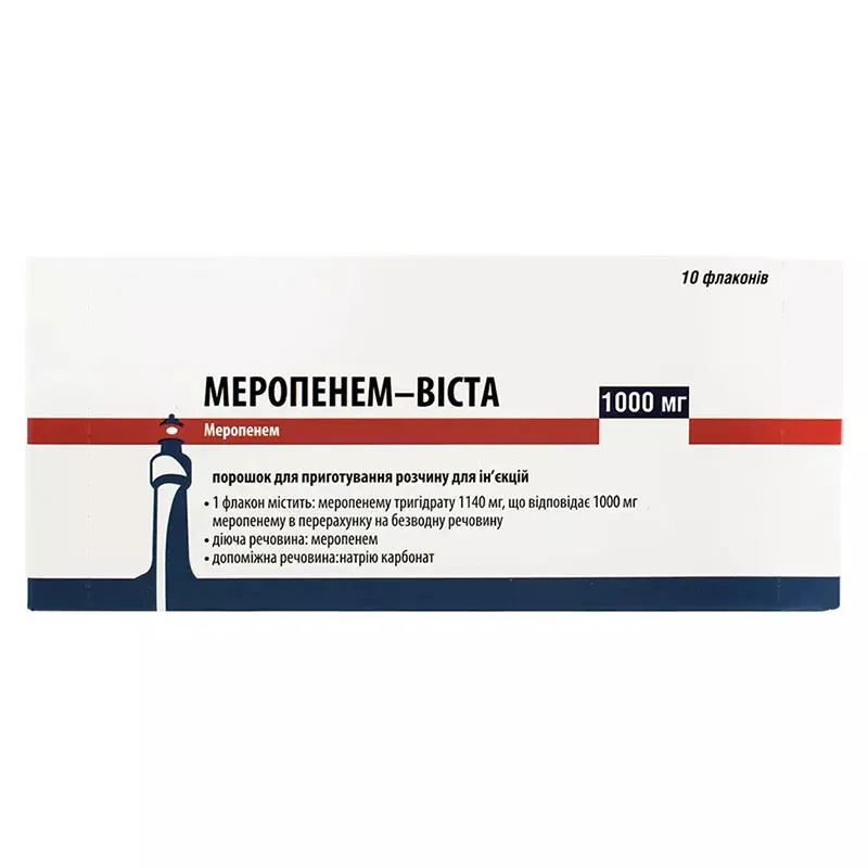 Меропенем-Виста порошок по 1000 мг во флаконе 10 шт.