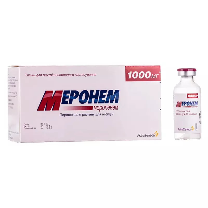 Меронем порошок по 1000 мг во флаконе 10 шт.