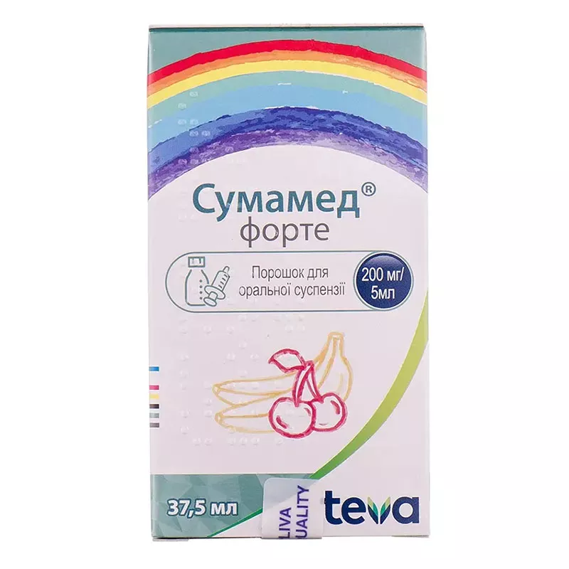 Сумамед Форте порошок 200 мг/5 мл 1500 мг по 37.5 мл во флаконе 1 шт.